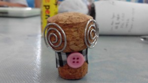 A cork puppet made by a member.